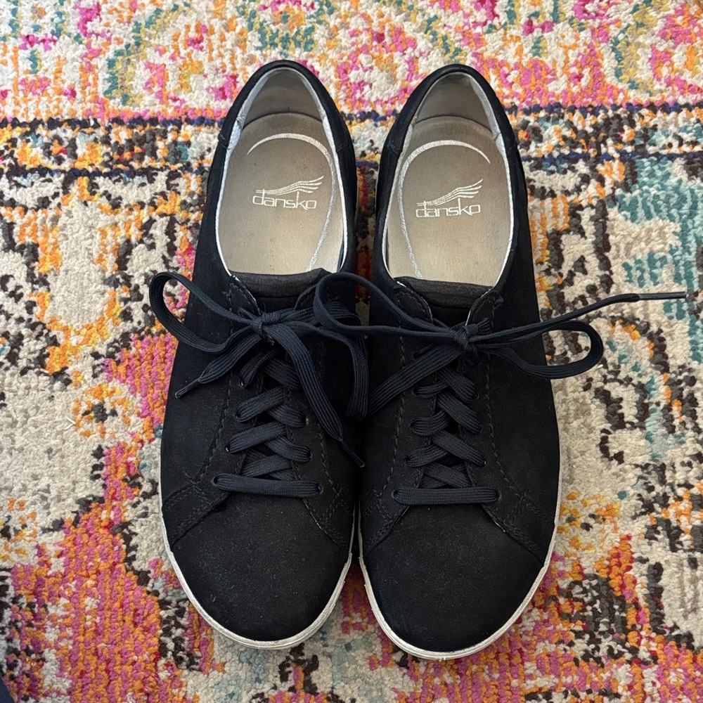 Dansko black suede lace up sneakers size 39